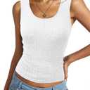 Womens Tank Tops Crewneck Sleeveless Summer Sweaters Vest Casual Basic Tees Ribbed Shirts (White, M)