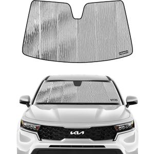 Windshield Sun Shade for Kia Sorento 2021-2025,Front Window Sunshade Shield, 2-in-1 Reflective Sun Shade,Silver for Summer, Black for Winter