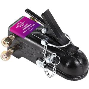 2-5/16" Heavy Duty Adjustable Trailer Coupler Channel-Mount SAE Class IV 15000 lbs Black