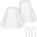White Lamp Shades Set of 2, Bell Lamp Shades 6"Top x 13"Bottom x 10"High, Medium Shade Replacement Fabric Natural Linen Hand Crafted(Spider Fitter), Harp Holders Included, Easy Assembly Required