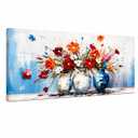 Large Canvas Wall Art, Hand Painted Textured Floral Wall Decor, 40x16 In