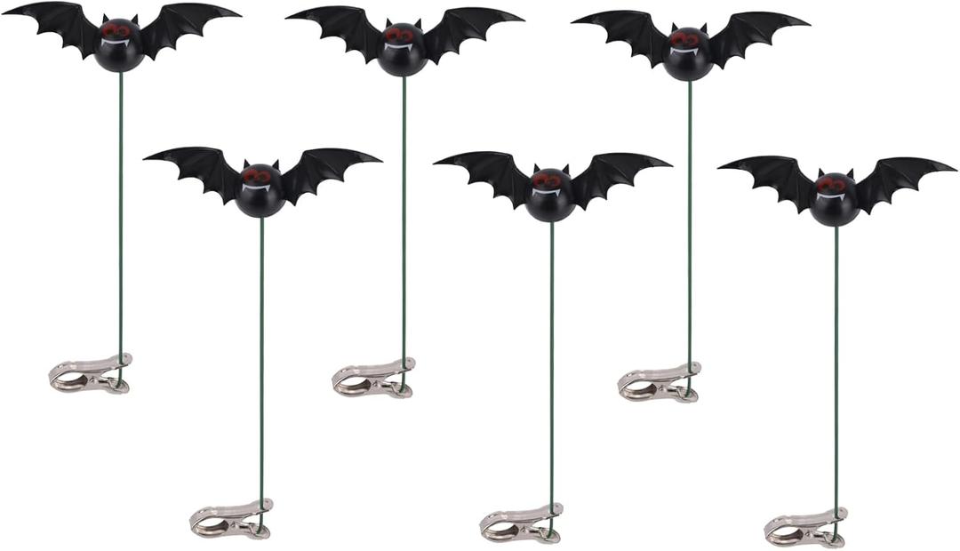 6pcs 3D Realistic Halloween Bat Decor for Yard, Outdoor Garden Stakes with Poles Garden Ornaments for Outdoor Lawn Patio Halloween Party