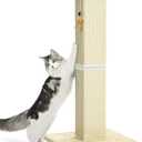 Made4Pets Cat Scratching Post, 32 Inch Natural Sisal Cat Scratcher with Kitten Toy, Tall Scratching Post for Indoor Cats Adults and Kittens, Beige