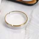 Ceramic Gold Edge Ashtray, White Round Ashtray for Cigaretes, 3.7''x1.5'' Classic Indoor Ash tray for Home Office Coffee Bar