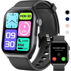 Fitness Tracker for Men Women (Make/Answer Call), 2.0" Smart Watch with 24/7 Heart Rate Blood Oxygen Sleep Monitor, Pedometer, 100+ Sport Modes IP68 Waterproof Activity Tracker for Android iOS (Black)