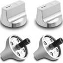 Upgraded (4Pcs) W11517334 Gas Stove Knobs Replacements for Whirlpool WEG515S0FS0/WEG515S0LZ1/WEG745H0FS1 Gas Ranges Oven Burner Cooktop Control Knobs, Replace Part W10850033/W11122869/W11458842