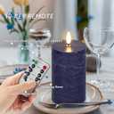 Blue Flameless Pillar Candles, Battery Operated Candles with Remote, Real Wax Flickering LED Candles for Home Party Wedding Holiday Decor, Set of 4, 3" H 4" 5" 6" 8"