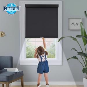 Persilux Blackout Roller Shades - Cordless Roller Blinds with Valance, Thermal Insulated Fabric Window Blinds, UV Protection for Home, Office and Bedroom (Black, 55"W x 72"H)