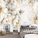 Light-Colored Floral Bedroom Peel-and-Stick Wallpaper-96 x137