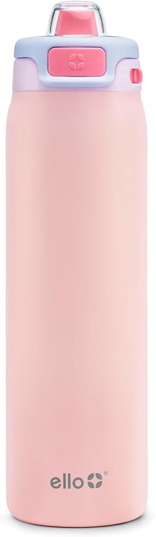Ello Pop & Fill 22oz Stainless Steel Water Bottle with Quick Fill Technology, Double Walled and Vacuum Insulated Metal, Leak Proof Locking Lid, Sip and Chug, Reusable, BPA Free, Heavenly Hues