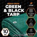 Heavy Duty Poly Tarp 20 Feet x 30 Feet 10 Mil Thick Waterproof, UV Blocking Protective Cover - Reversible Green and Black - Laminated Coating - Grommets - by Xpose Safety