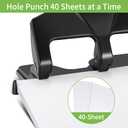 AFMAT 3 Hole Punch Heavy Duty, 40-Sheet Three Hole Punch, 50% Reduced Effort, 3 Hole Puncher for Binder w/Large Chip Tray, 9/32" Holes Diameter, Metal Paper Puncher for Home/Office/School, HP14