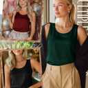 3 Pack Women's Satin Tank Tops Silk Camisole Sleeveless Scoop Neck Work Undershirt Dressy Shirt Lady Blouse Summer (XXL)