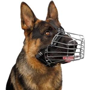 BRONZEDOG Wire Dog Muzzle German Shepherd for Medium Large Dogs Adjustable Durable Metal Basket for Biting Chewing Barking (XL)