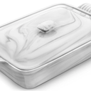MALACASA Casserole Dish With Lid, 3.4 Quart Baking Dish With Lid, Lasagna Pan Deep Ceramic Bakeware Covered Casserole Dish, Microwave, Oven Safe, Series BAKEGREY