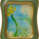 Vintage 5x7 Picture Frames - Fancy Antique Lake Green Gold 5x7 Ornate Picture Frames, Decorative Antique Frame 5 X 7, Vintage Photo Frame 5 By 7 With Glass Front For Tabletop And Wall Hanging