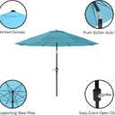Pure Garden Patio Umbrella with Auto Tilt - 10ft Easy Crank Sun Shade with 19lb Weighted Base for Deck, Outdoor Furniture, or Pool (Blue), Large