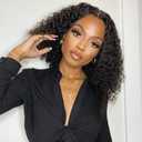 Colorful Queen Curly Wig Lace Front Wig 14 Inch Glueless Curly Wigs for Black Women Wet and Wavy Deep Wave Synthetic HD Transparent Lace Front Wig Natural Black 1B