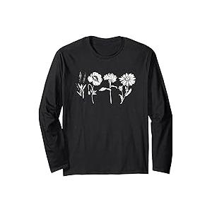 Women's Botanical Wildflower Flower Long Sleeve T-Shirt Size 2XL
