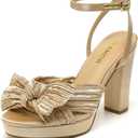 Amoji Women's Chunky Platform Heels 4'' Bowknot Heeled Sandal Wedding With Ankle Strap 302F4 (9)