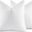 MIULEE 24x24 Euro Pillow Inserts, Set of 2 Down Feather Throw Pillows for Couch Sofa Bed, Decorative Fluffy Throw Pillow Inserts Cotton Fabric,White