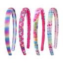 GSHLLO 4 Pcs 1.5cm Thin Rainbow Headbands Heart Printed Hairbands Sweet Hair Bands Girls Mermaid Headbands Glitter Sequin Headbands Non Slip Hair Hoops Fashion Kids Hair Piece Multi 2