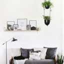 Modern Metal Hanging Planter for Indoor Outdoor Plants with Hook 2 Tier Boho Wall and Ceiling Flower Pots Baskets Holder Home Office Decor(Black)