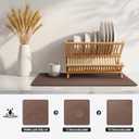 Ecotrim - Dish Drying Mat for Kitchen Counter | Coffee Bar Mat for Countertops | Heat Resistant Drainer Mat with Non-slip Rubber Backed | Hide Stain Kitchen Absorbent Draining Mat | Brown 16"x18"