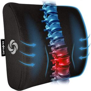 SAMSONITE Lumbar Support Pillow For Office Chair and Car Seat, Perfectly Balanced Memory Foam , Versatile Use Lower Back Cushion (3d Mesh Lumbar Support / Black)