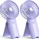 2pcs Mini Portable Folding Handheld Fans USB Rechargeable Personal Fan Neck Desktop 4-speed 3-in-1 Silent Handheld Mini Fan 6-15 hours battery life Suitable for summer travel Camping Outdoor Kids Gift
