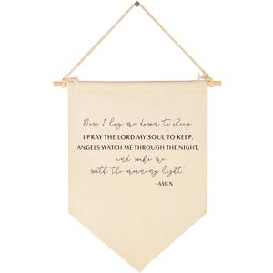 Now I Lay Me Down to Sleep-Prayer Scripture Gift for Baby Boys Girls Kids-Christian Bible Verses-Canvas Hanging Banner Pennant Wall Decor Gift for Nursery Baby Room Homeschool Playroom