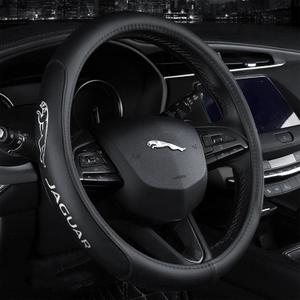 Aiemnnie for Jaguar Car Steering Wheel Cover Custom PU Leather Car Steering Wheel Cover Non-Slip Car Steering Wheel Protector Universal for Diameter 38cm(15") for Jaguar Car Accessories