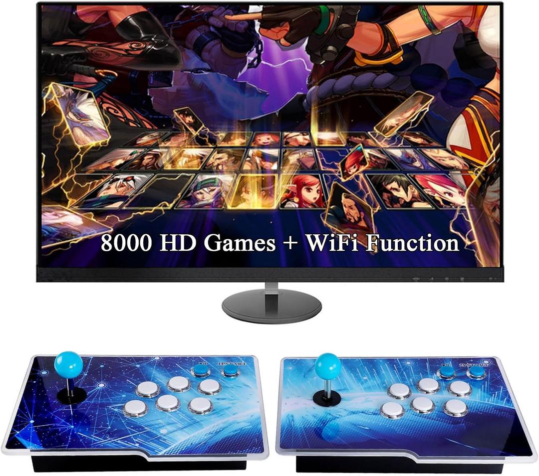 3D Pandora Box Arcade Game Console,8000 Games in 1 with WiFi Function,1280x720 Full HD,Search/Save/Hide/Pause Games,Up to 4 Players,Two Separate Joysticks