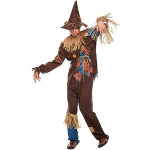EraSpooky Men's Scarecrow Costume Deluxe Adult Halloween Straw Wizard Kit (Medium)