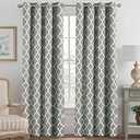 H.VERSAILTEX Blackout Curtains for Living Room/ Bedroom Thermal Insulated Energy Saving Grommet Window Curtain Drapes (2 Panels) Geometric Moroccan Printed Draperies, Dove and White, 52 by 84 Inch