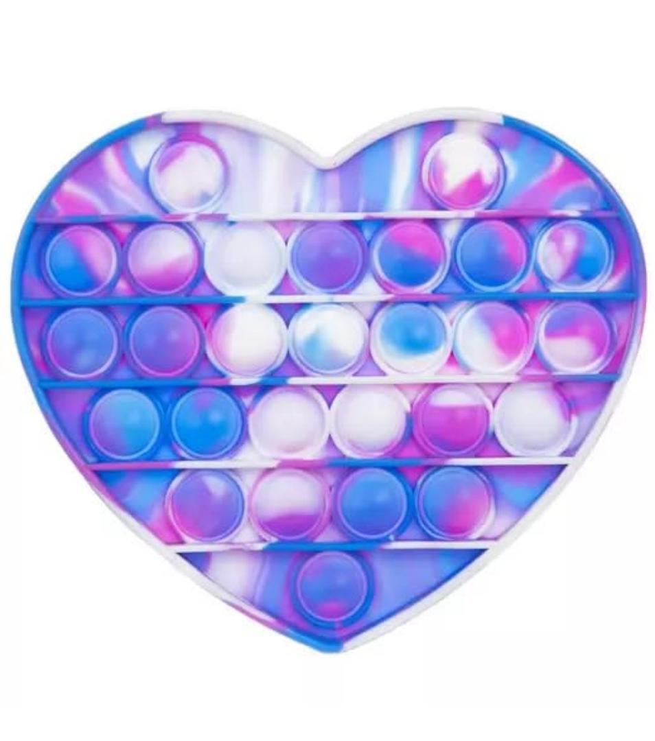 Tie-Dye Heart Pop Fidget Toy with Funky Blue, Pink, and White Tie-Dye Colors Soft Rubber Toy Sensory Fidget Toy, 12 Pcs