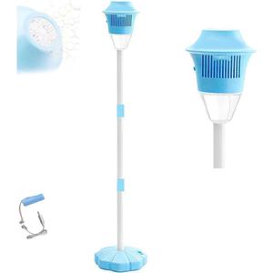 Bubble Torch Garden Lamp, Bubble Maker Stand, Adjustable Height, Outdoor Vertical Machine with Lights and Music, for Indoor Outdoor Wedding Birthday Party (Blue)