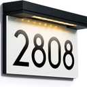 Address Plaques for House Solar Powered, House Number for Outside, LED Address Sign Outdoor Waterproof 3000K Warm White