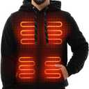 HENNCHEE Heated Hoodies for Men Women with 12V 16000mAh Battery Pack, Heated Pullover Unisex Hooded Heating Sweatshirt Jacket (Black, Large)