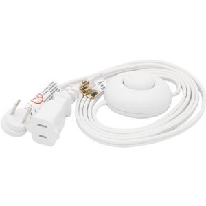 FIRMERST Foot Switch 2 Prong Extension Cord 6 Feet for Floor lamp, Holiday Lights, White