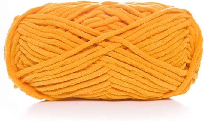 Chunky Yarn for Crocheting - Chenille Bulky Blanket Yarn for Crochet and Knitting Blankets, Amigurumi, Craft, Hat, Shoes, Plush Fluffy Soft 71 yds/3.5 oz Each Skein (Orange)