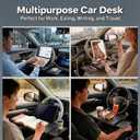 Steering Wheel Tray, Anti-Slip Car Desk for Laptop, Adjustable Car Food Tray with Tablet Holder, Multipurpose Car Tray for Eating, Work, Travel