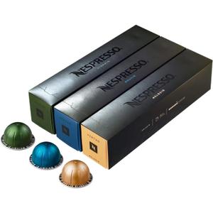 Nespresso Vertuo Coffee Pods, Pack of 30, 10 x Melozio, 10 x Stormio, 10 x Odacio capsules for Nespresso Machines. Make Espressos, Cappuccino and Lattes at home. Recyclable Pods, Best By 03/22/2025
