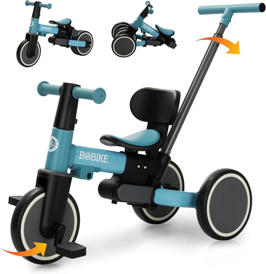 Toddler Bike with Push Handle,Tricycles for 1 to 3 Years Old, Toddler Tricycle with Push Handle for Boy Girl, Baby Balance Bike with Adjustable Seat Height and Removable Pedal (Sky Blue)