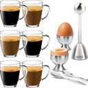 Epar Bundle: Clear Glass Coffee Mugs Set of 6 - Glass Mugs for Hot Beverages - Durable Clear Coffee Cups - Tempered Glass Coffee Cup