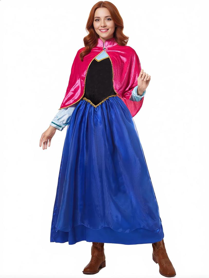 Funna Princess Costume for Women Dress Adult Halloween Cosplay with Capes, Small