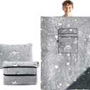 2-in-1 Travel Blanket Pillow Airplane Set - Small Travel Blanket and Pillow Set Airplane Compact for Kids - Glow in The Dark Space Star Blanket Birthday Gifts for Kids Boys Girls 40x60 Inches