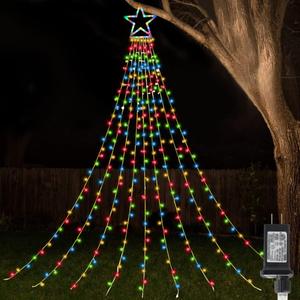 ZTX Christmas Outdoor Tree Light,Christmas Decorations Lights with 8 Lighting Modes,Waterfall Christmas Tree Lighting for Xmas,Halloween,Wedding,Party,New Year Gifts(Multicolor)
