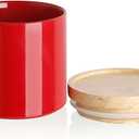 Sweejar Kitchen Canisters Ceramic Food Storage Jar, Stackable Containers with Airtight Seal Wooden Lid for Serving Coffee Bean, Flour, Tea, Spice and More - 39 Fl Oz (Red)