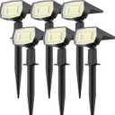 Fabrito 72 LEDs Solar Spot Lights Outdoor Waterproof, 3 Modes Landscape Spotlights, Dusk to Dawn Solar Powered Flood Wall Lights for Outside, Solar Garden Lights for Yard Porch 6 Pack (Cool White)